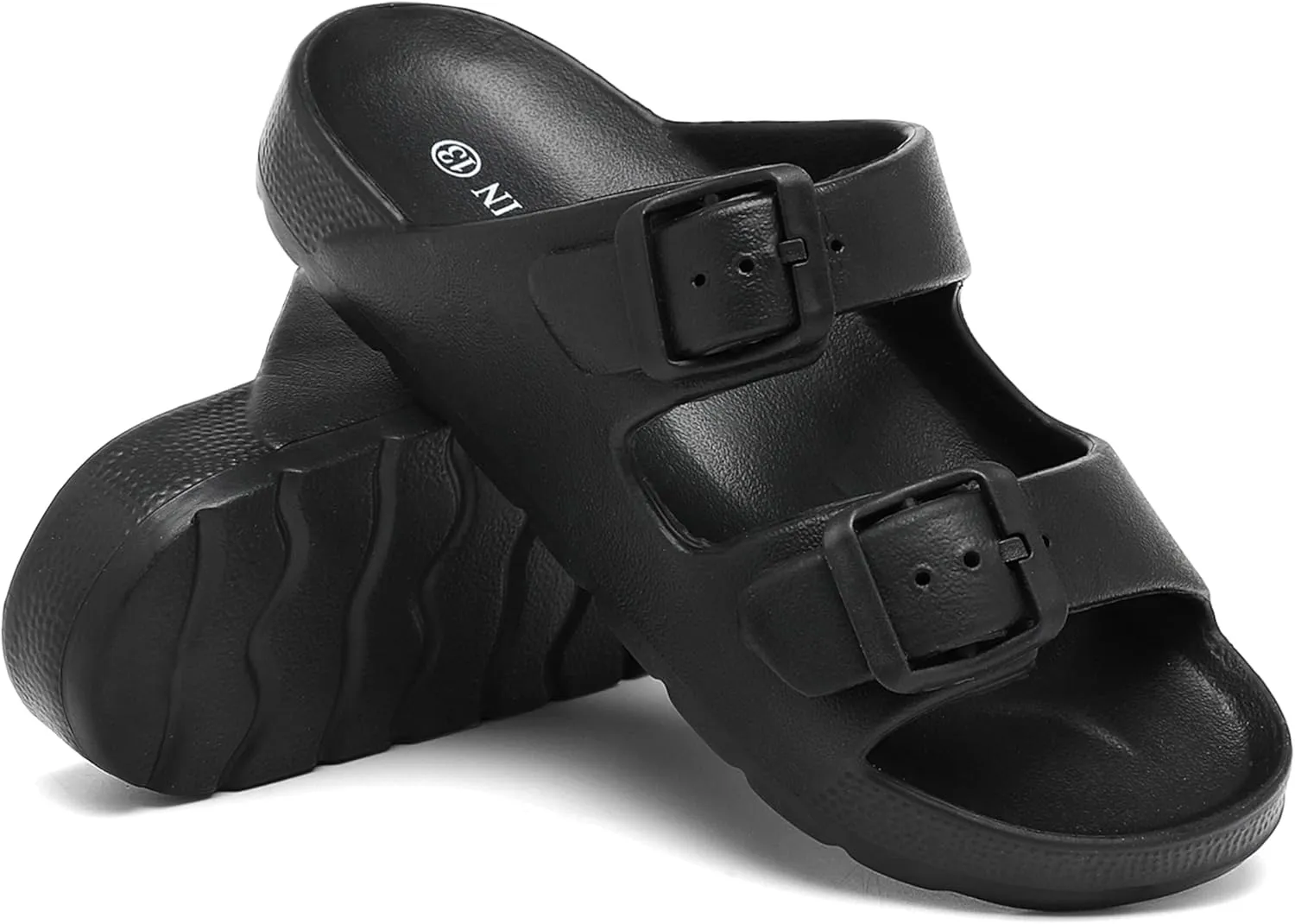 INMINPIN Boys Girls Double Buckle Slide Sandals Comfort Beach Pool Shower Slippers Adjustable Indoor Outdoor Little Kid/Big Kid