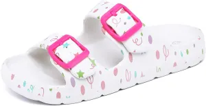 INMINPIN Boys Girls Double Buckle Slide Sandals Comfort Beach Pool Shower Slippers Adjustable Indoor Outdoor Little Kid/Big Kid