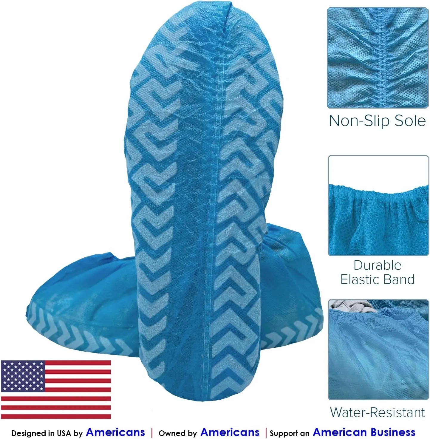 Innovative Haus Blue Indoor Disposable Shoe Covers - Disposable Non Slip Boot Covers - Indoor Reusable Booties - Treads - Water Resistant - 100 Pack, Extra Large