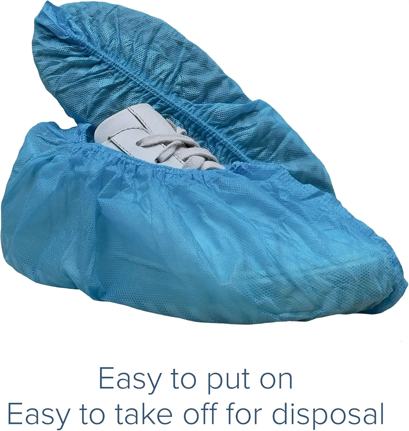 Innovative Haus Blue Indoor Disposable Shoe Covers - Disposable Non Slip Boot Covers - Indoor Reusable Booties - Treads - Water Resistant - 100 Pack, Extra Large