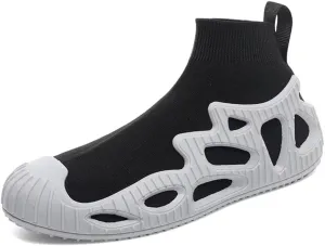 Jakcuz High Top Knitted Fabric Fashion Sneakers for Women Men Lightweight Comfortable Casual Sock Walking Shoes