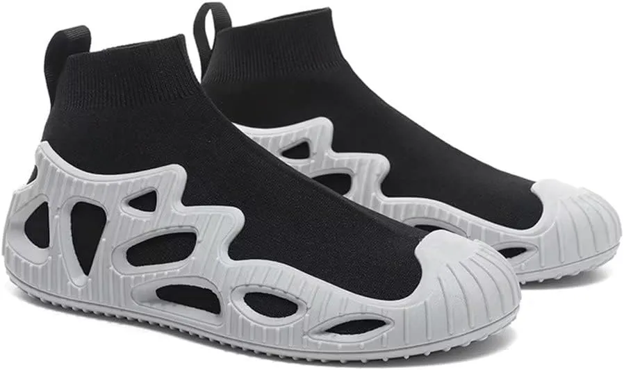 Jakcuz High Top Knitted Fabric Fashion Sneakers for Women Men Lightweight Comfortable Casual Sock Walking Shoes