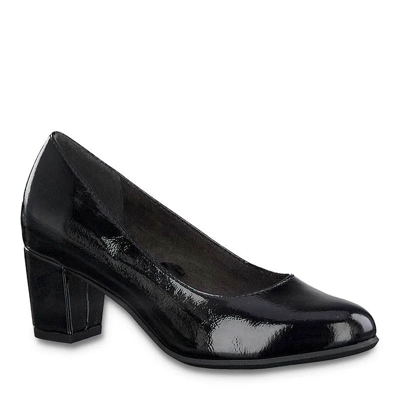 JANA - MEDIUM HEEL COURT SHOE - BLACK PATENT