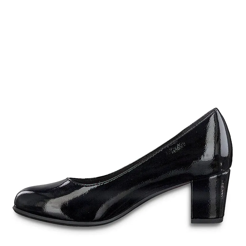 JANA - MEDIUM HEEL COURT SHOE - BLACK PATENT