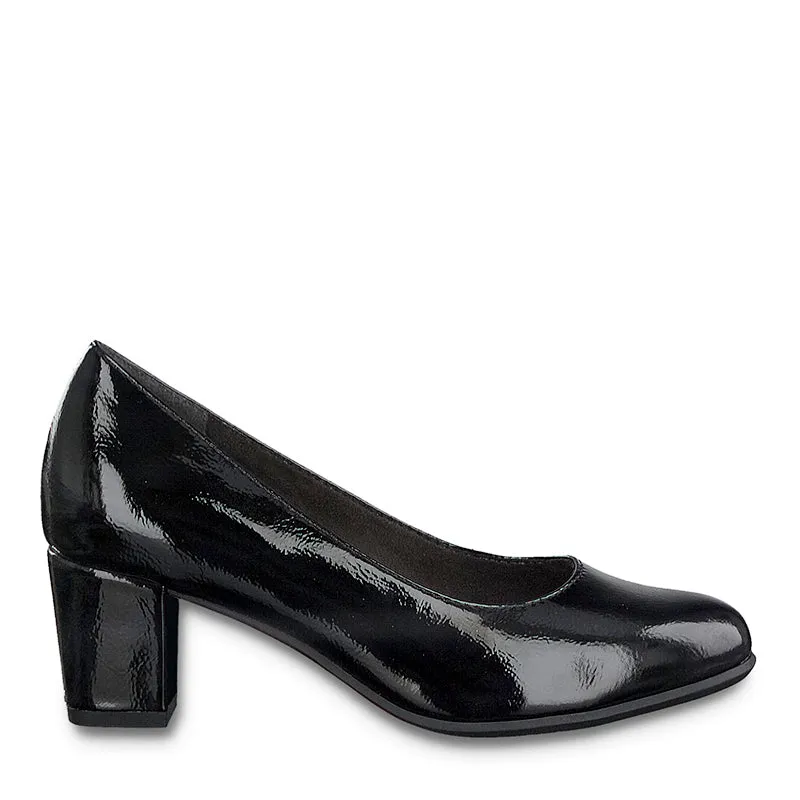 JANA - MEDIUM HEEL COURT SHOE - BLACK PATENT