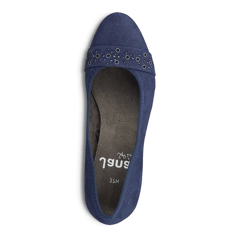 JANA - MEDIUM HEEL COURT SHOE - NAVY SUEDE