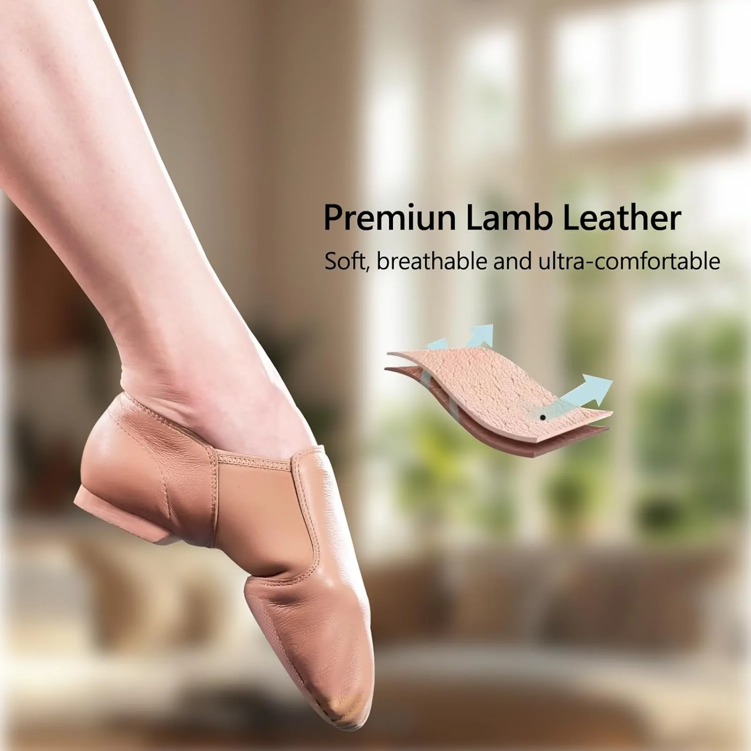 Jazz Shoes for Girls: Leather Dance Shoes for Women - Slip-on Dancing Shoe for Unisex Adult and Boys