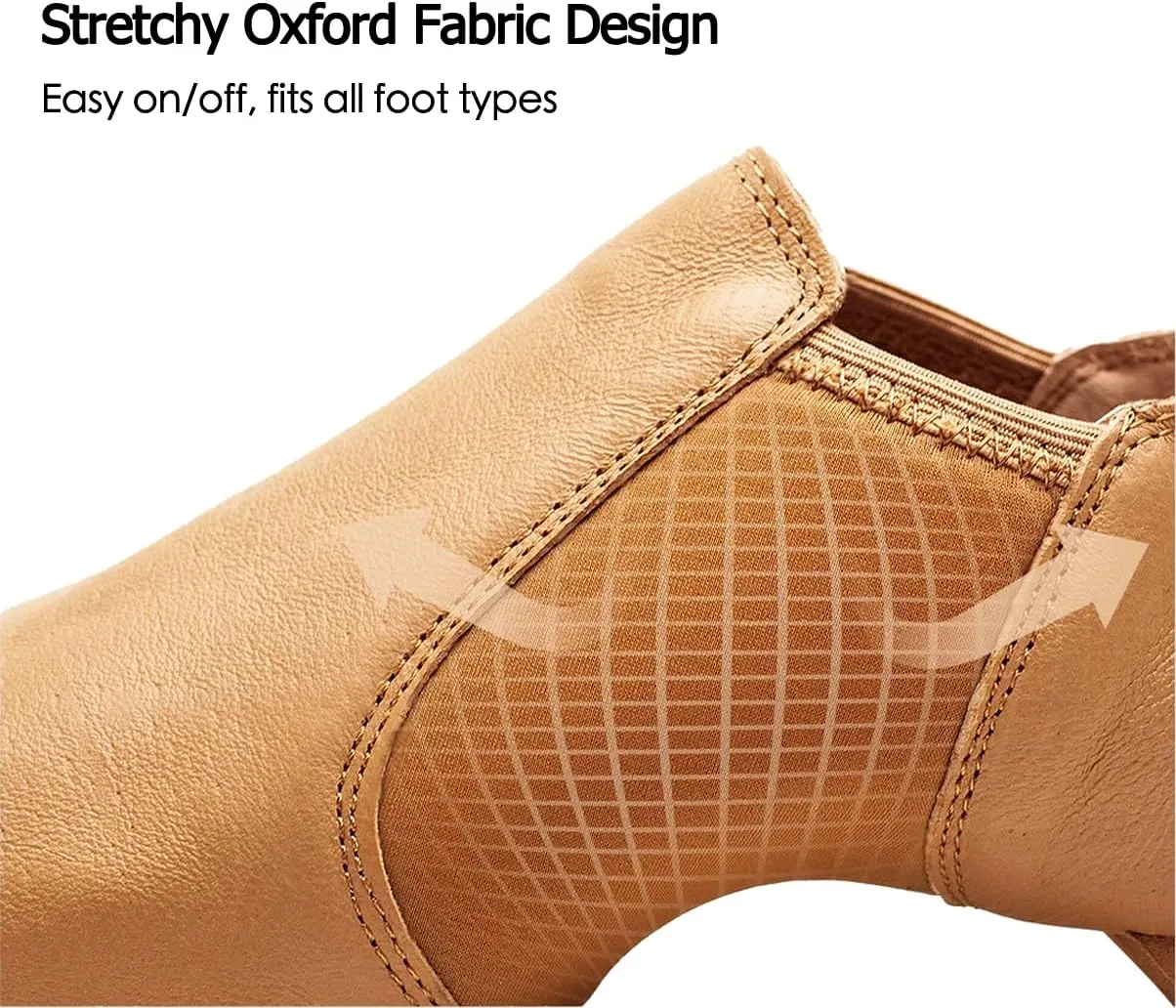 Jazz Shoes for Girls: Leather Dance Shoes for Women - Slip-on Dancing Shoe for Unisex Adult and Boys