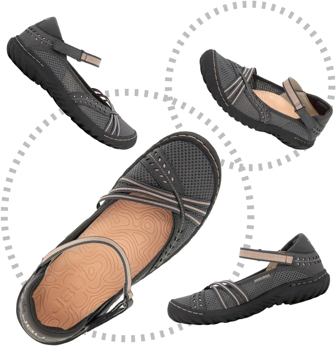 JBU Maya Water Ready Women's Closed Toe Comfort Casual Adjustable Water Shoe