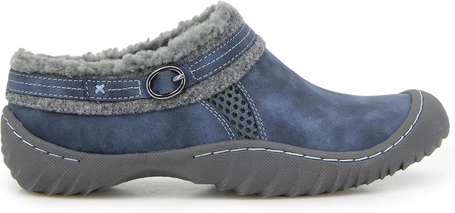 JBU Women's Ginger Faux Shearling Lined Slip On Casual Comfort Mule