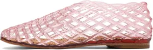 Jelly Mesh Ballet Flats for Women Fishnet Adult Clear Hollow,Flat Sandals Round Toe Slip On Beach Balleria Flat Shoes