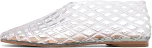 Jelly Mesh Ballet Flats for Women Fishnet Adult Clear Hollow,Flat Sandals Round Toe Slip On Beach Balleria Flat Shoes