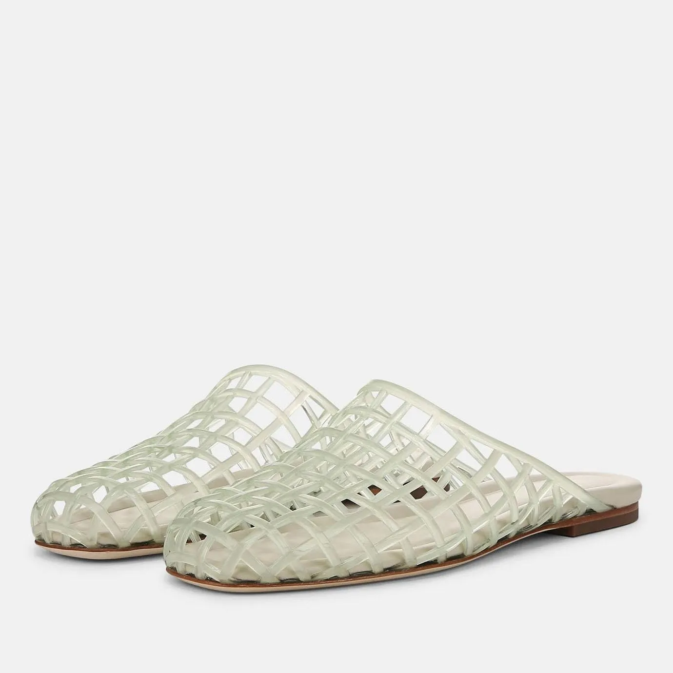 Jelly Mule Flat Sandals for Women Round Toe Mesh Hollow Jellies Mule Flats Summer Beach Jelly Sandals Shoes