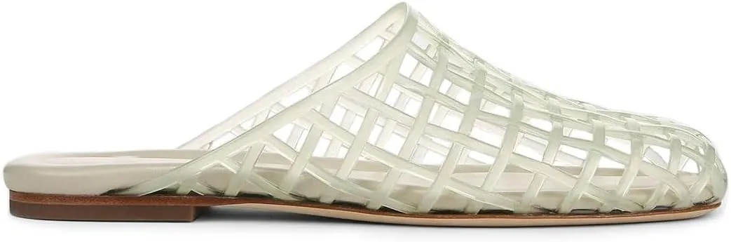 Jelly Mule Flat Sandals for Women Round Toe Mesh Hollow Jellies Mule Flats Summer Beach Jelly Sandals Shoes