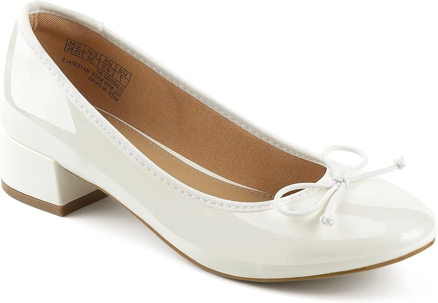 JENN ARDOR Chunky Block Low Heels Bow Round Closed Toe Comfort Work Casual Slip-On Bridal Wedding Guest Dress Cute Ballet Pumps Shoes for Women
