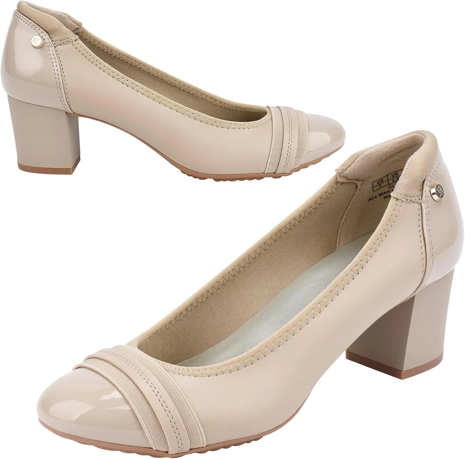JENN ARDOR Womens Dress Pumps Ballet Chunky Heels for Women Round Toe Mid Square Block Heels Soft Slip On Pumps Shoes for Office Lady Dancer Wedding Shoes Youth 2inch