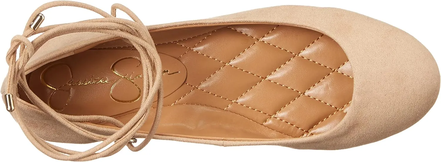 Jessica Simpson Womens Bingley Faux Suede Lace Up Flats
