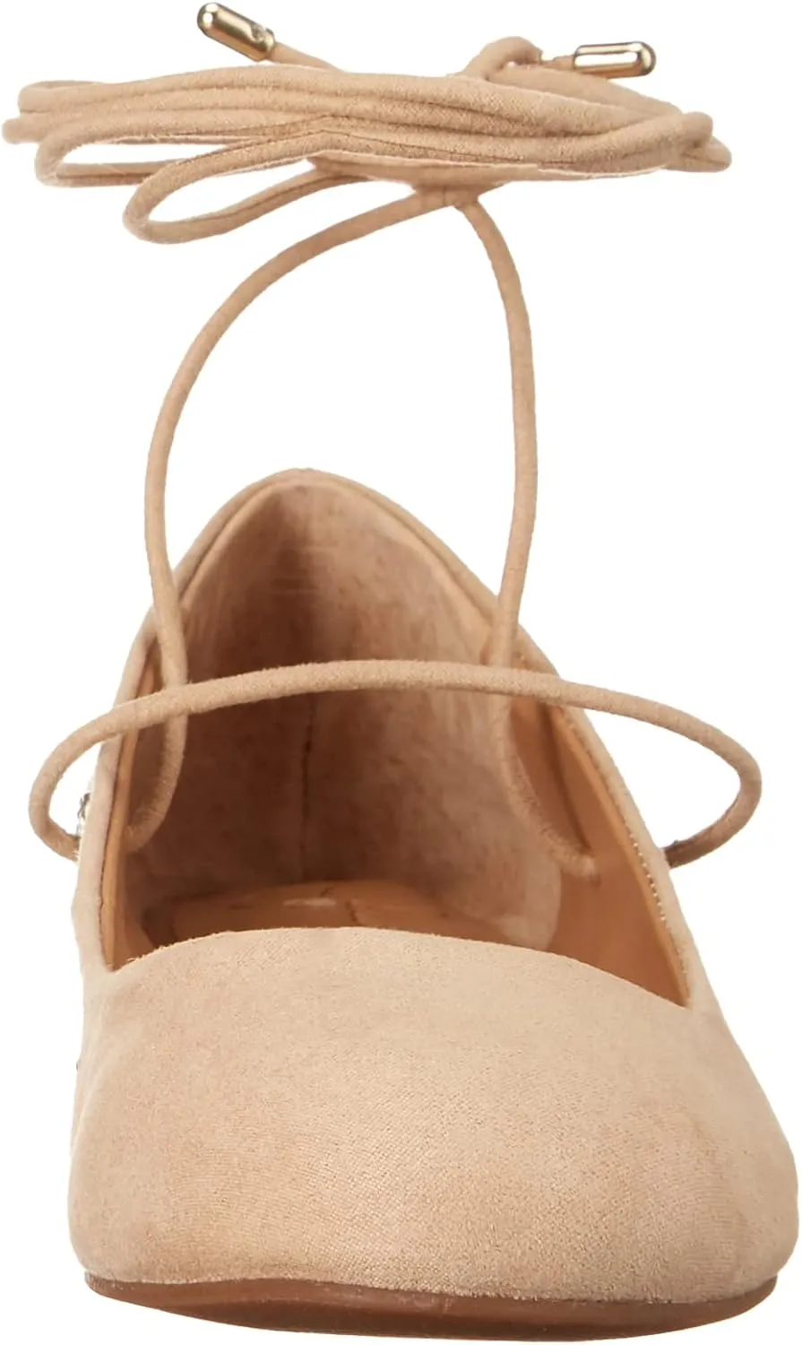 Jessica Simpson Womens Bingley Faux Suede Lace Up Flats