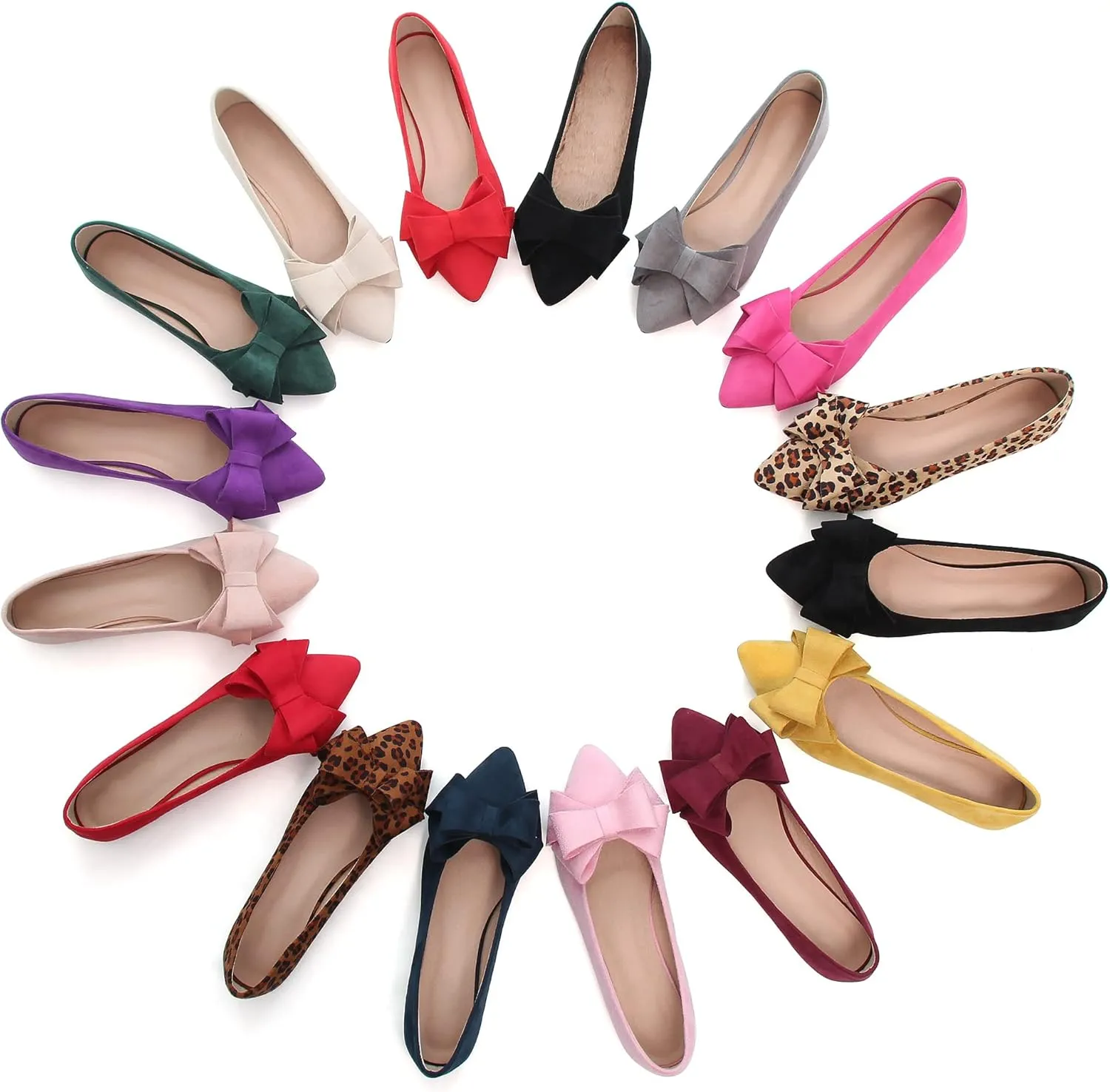 JiangWei Shu Women's Ballet Flats Solid Slip On Walking Shoes