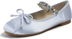 JOEupin Women's Pink Ballet Flats with Bow - Comfortable & Lightweight Shoes | Ballet Flats with Strap | Non-Slip Sole & Cushioned Arch Support Slip-On Shoes for Wedding/Work