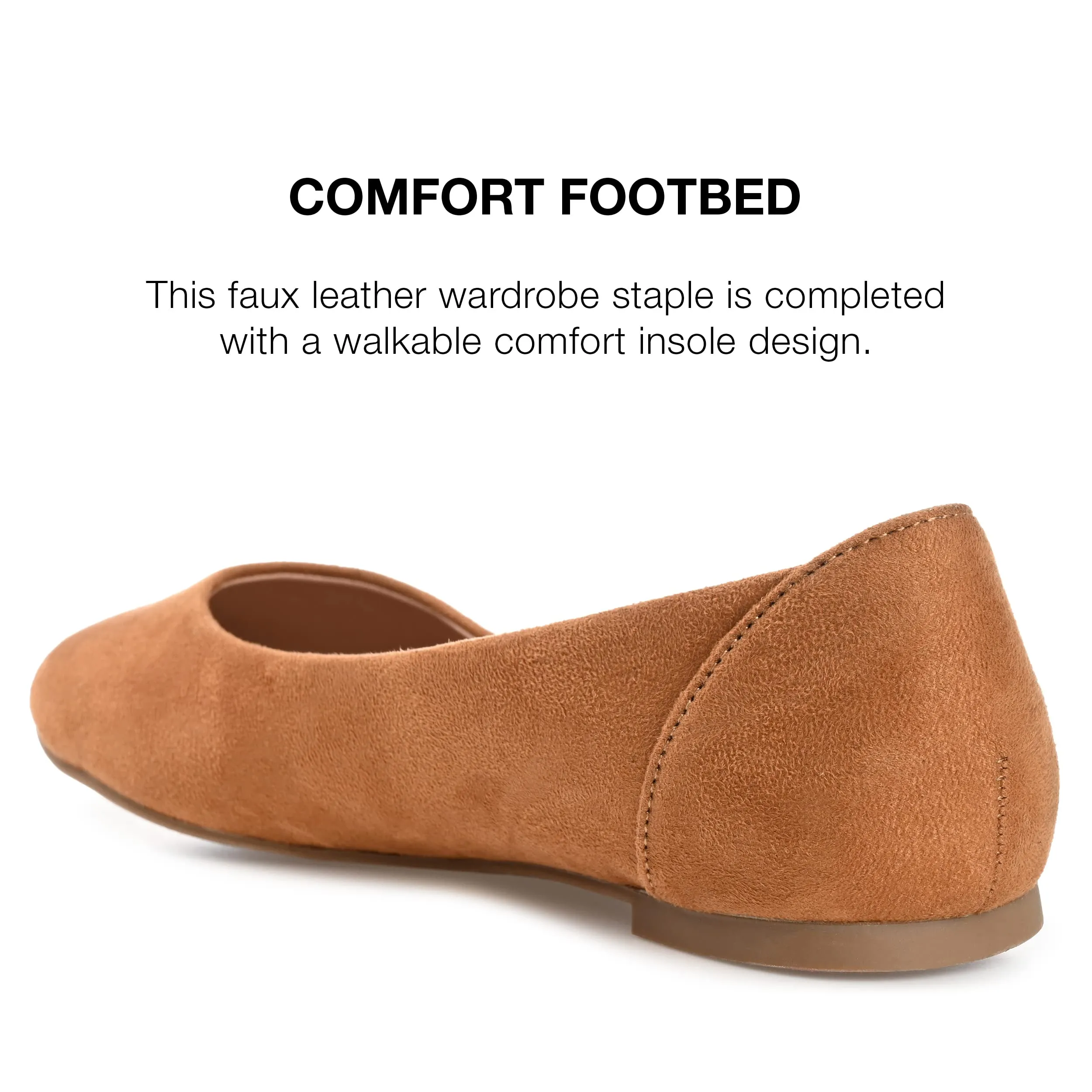 Journee Womens Kavn Comfort Insole Slip On Round Toe Ballet Dress Flats Tan