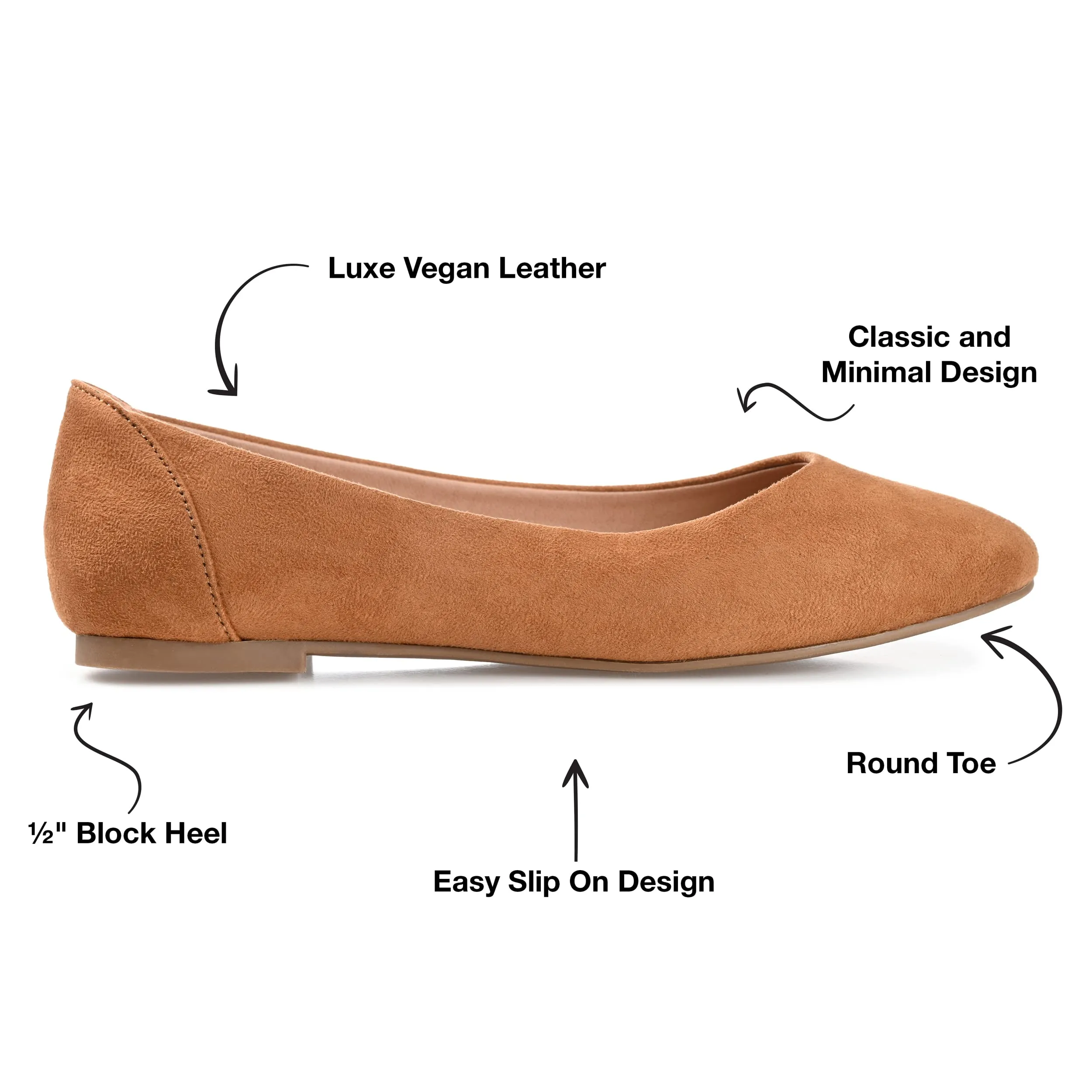 Journee Womens Kavn Comfort Insole Slip On Round Toe Ballet Dress Flats Tan