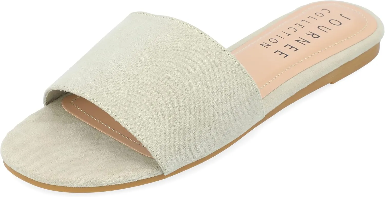 Journee Womens Kolinna Tru Comfort Foam Slip On Flat Sandals