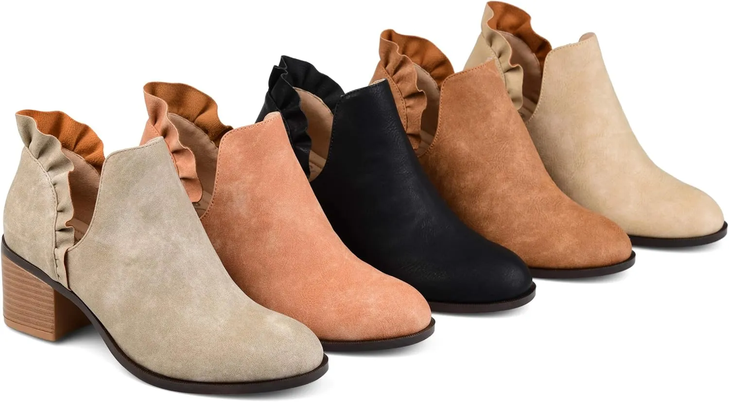 Journee Womens Lennie Tru Comfort Foam Slip On Stacked Heel Booties