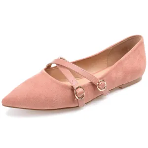 Journee Womens Patricia Slip On Pointed Toe Ballet Dress Flats Blush
