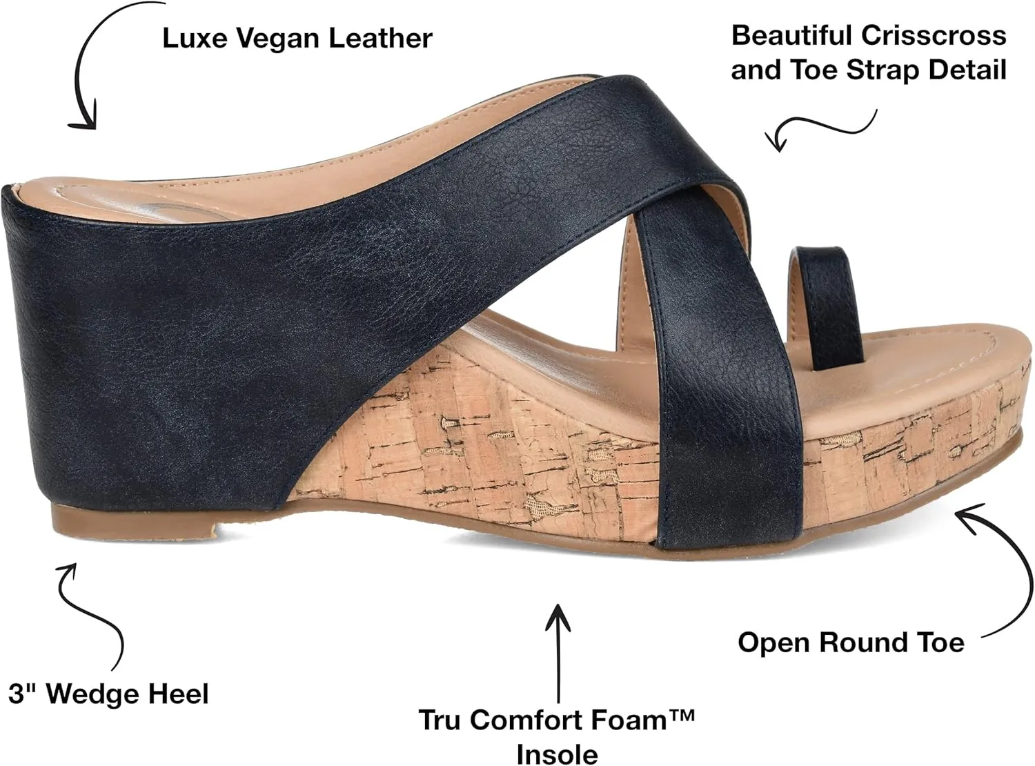 Journee Womens Rayna Tru Comfort Foam Wedge Heel Slip On Sandals
