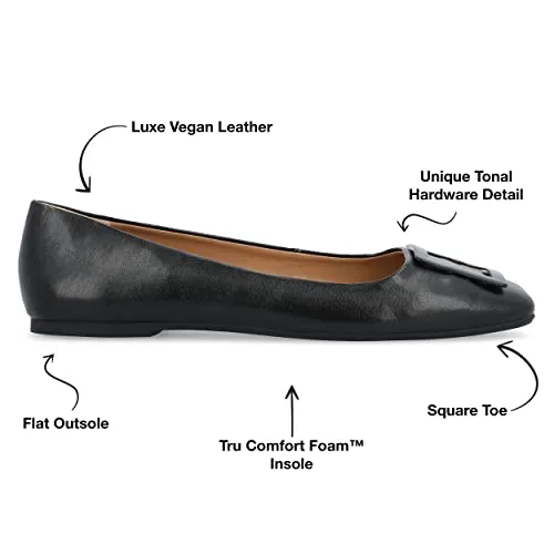 Journee Womens Zimia Tru Comfort Foam Ballet Slip On Square Toe Dress Flats