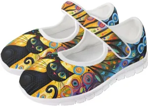 JoyLamoria Women’s Breathable Walking Shoes Trainer Sport Sneakers Adjustable Flats,Tropical Sloth Palm Leaves Print