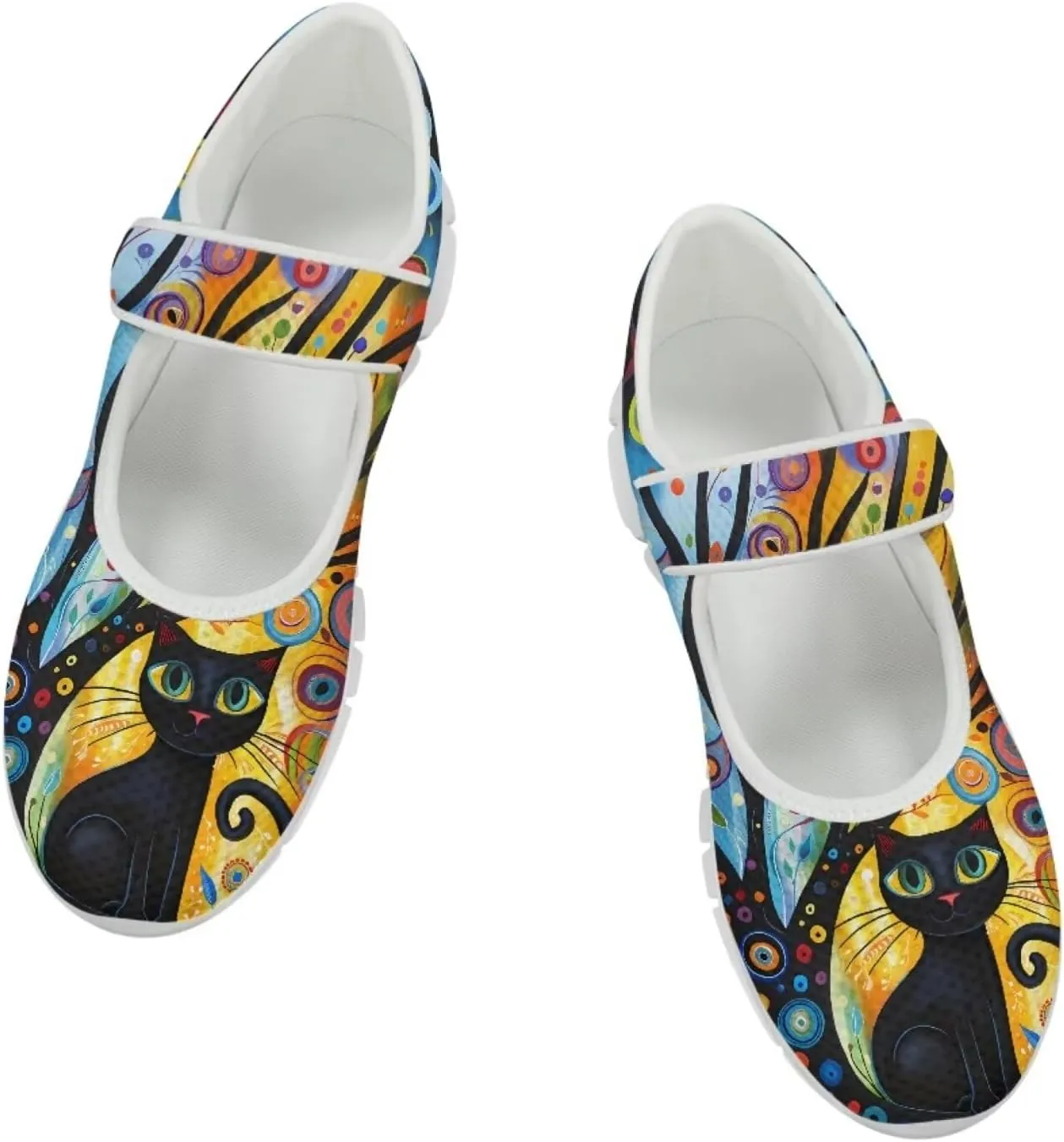 JoyLamoria Women’s Breathable Walking Shoes Trainer Sport Sneakers Adjustable Flats,Tropical Sloth Palm Leaves Print