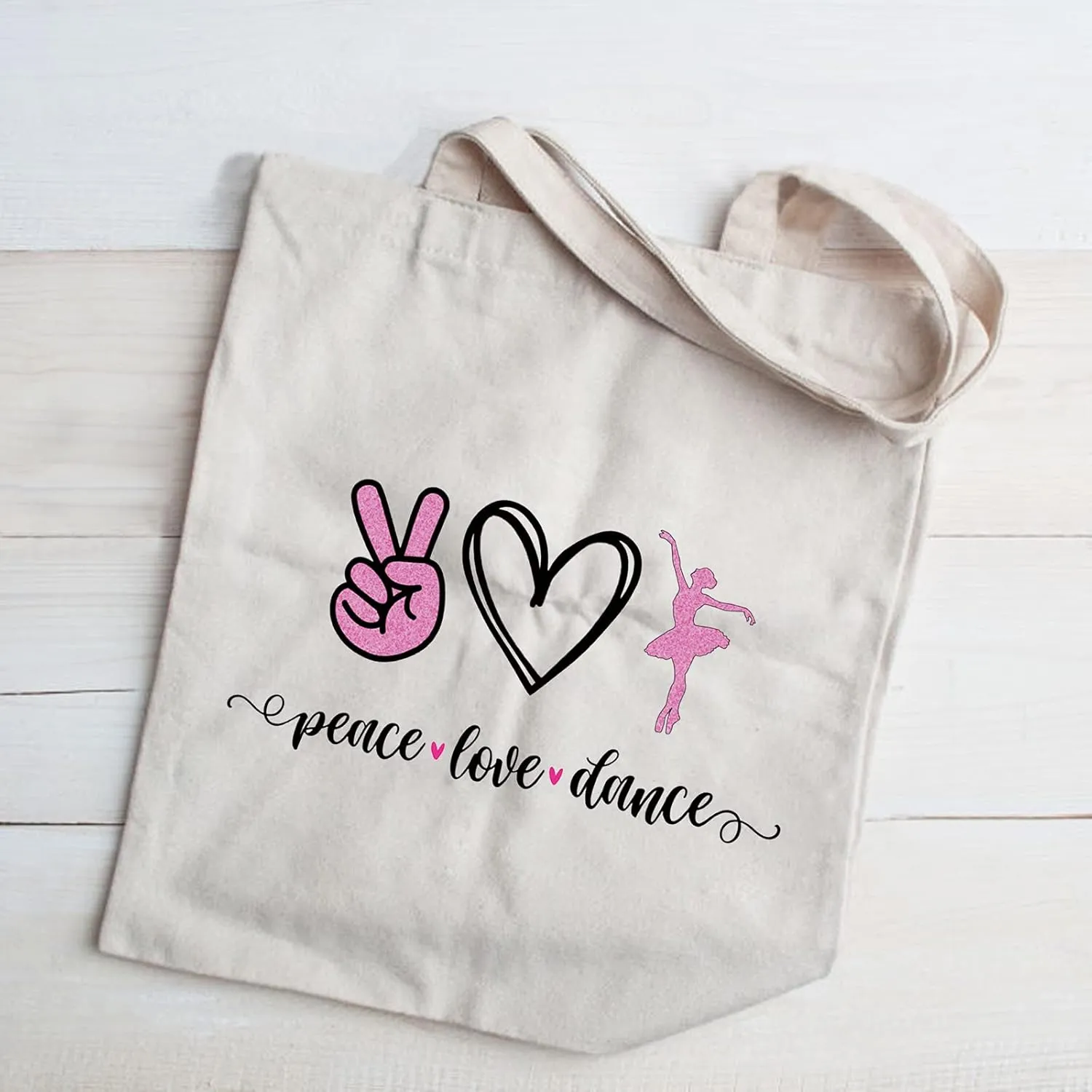 JXGZSO Ballet Dance Tote Bag - Peace Love Dance Shoulder Bag Organizer Gift For Dancer Lover Coach