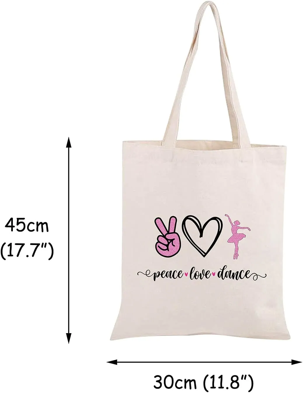 JXGZSO Ballet Dance Tote Bag - Peace Love Dance Shoulder Bag Organizer Gift For Dancer Lover Coach