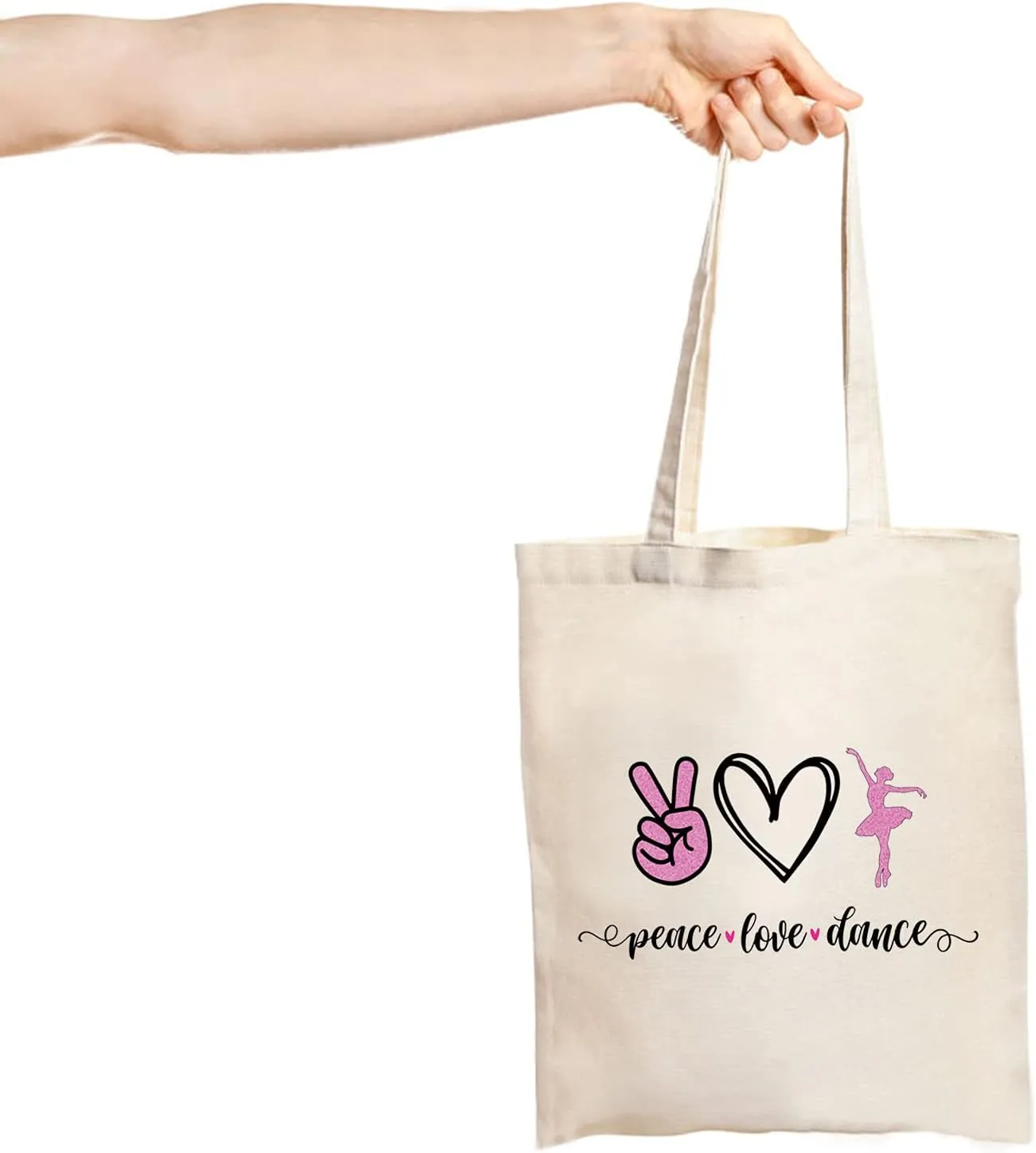 JXGZSO Ballet Dance Tote Bag - Peace Love Dance Shoulder Bag Organizer Gift For Dancer Lover Coach