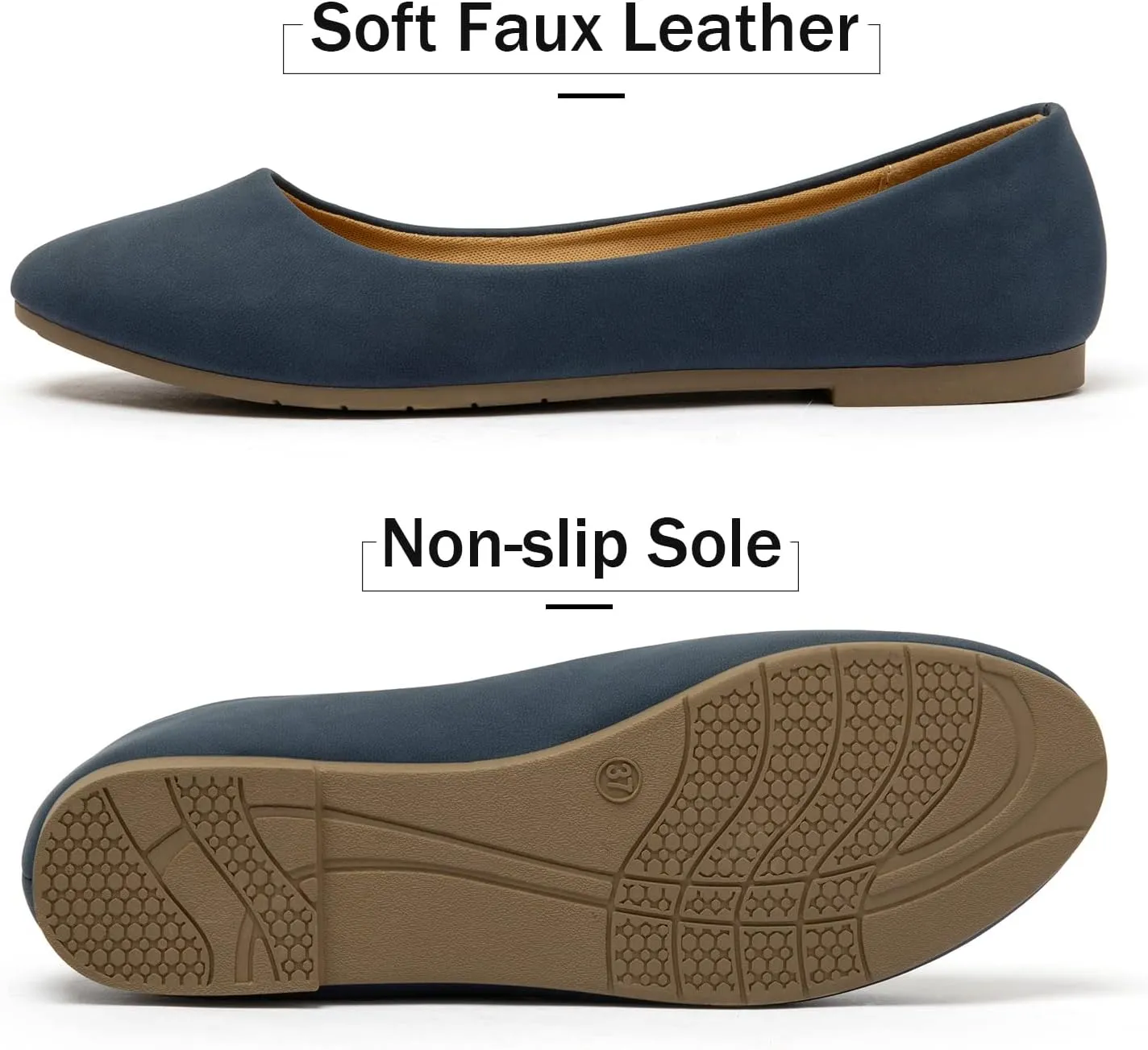 katliu Women Comfort Flats Round Toe Ballet Flats Slip on Walking Flat Shoes