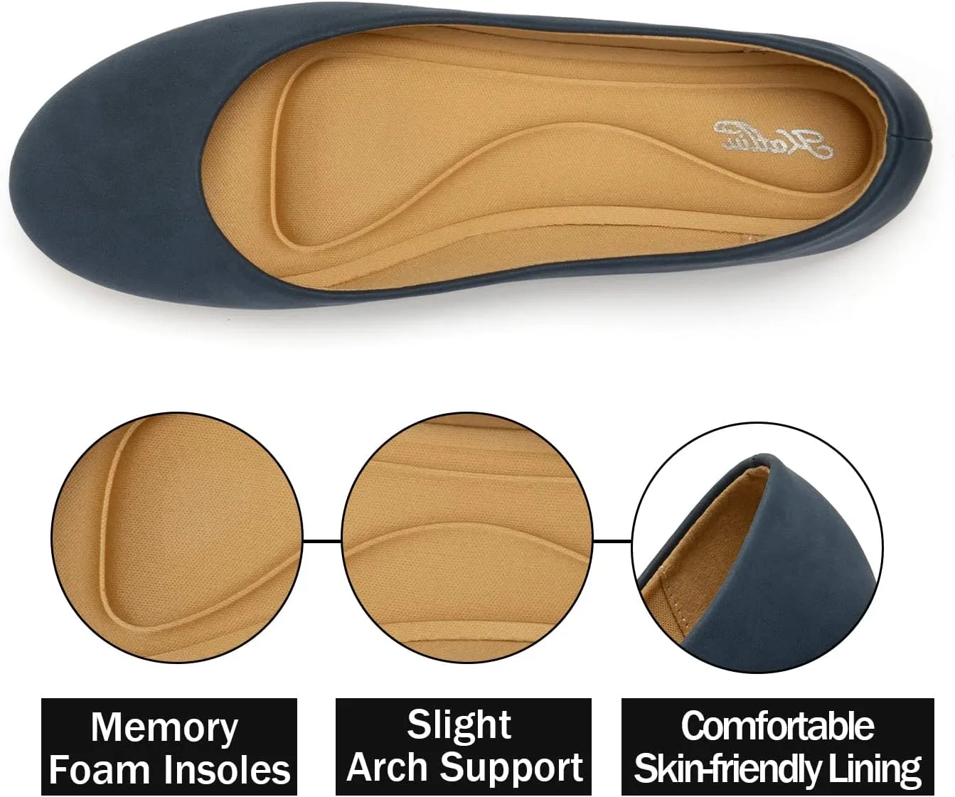 katliu Women Comfort Flats Round Toe Ballet Flats Slip on Walking Flat Shoes
