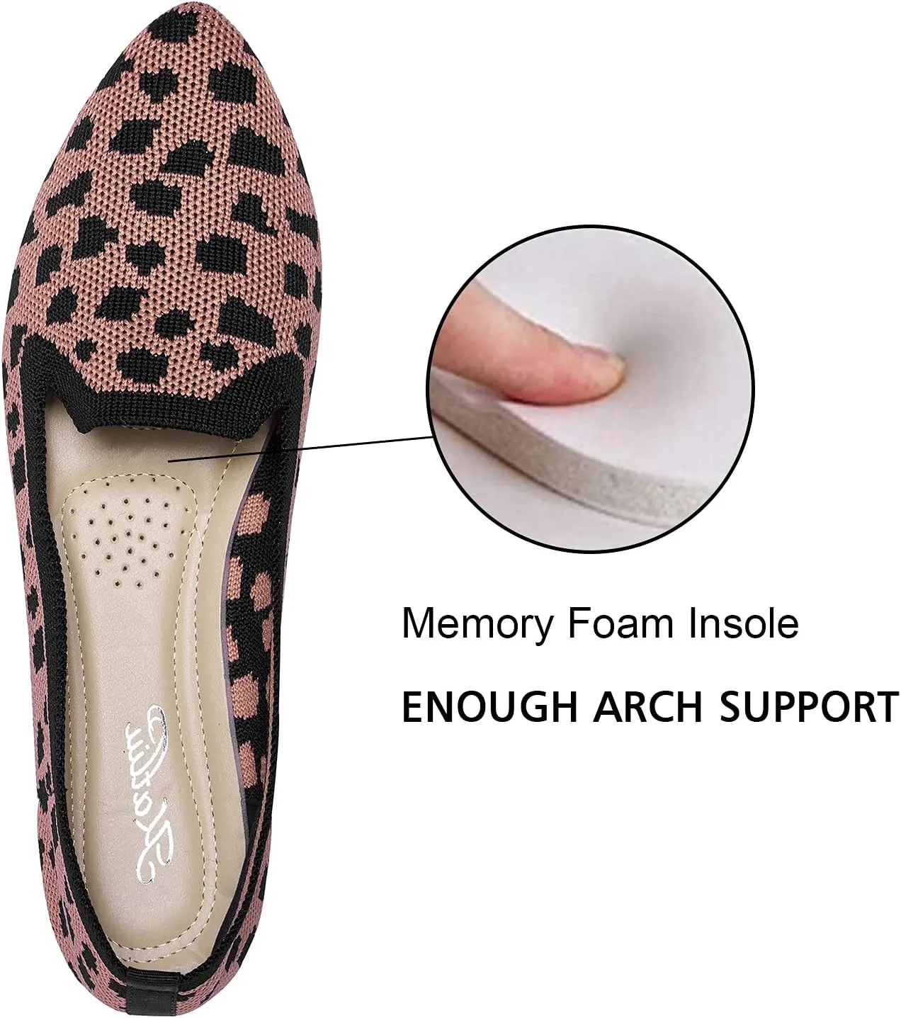 katliu Women's Flats Knit Comfort Pointed Toe Ballet Flats Shoes Casual Slip On Shoes