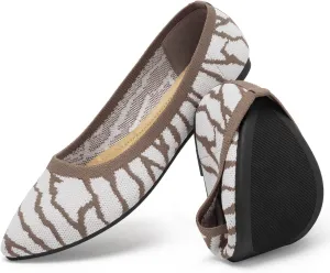 katliu Women's Flats Knit Comfort Pointed Toe Ballet Flats Shoes Casual Slip On Shoes