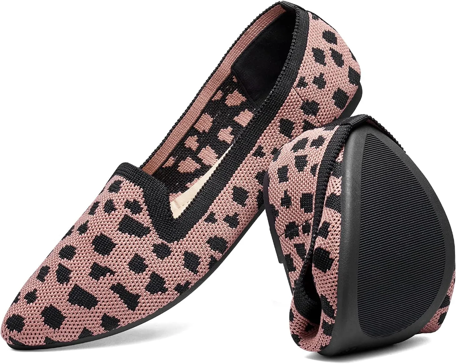 katliu Women's Flats Knit Comfort Pointed Toe Ballet Flats Shoes Casual Slip On Shoes