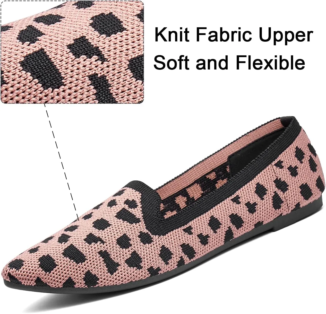 katliu Women's Flats Knit Comfort Pointed Toe Ballet Flats Shoes Casual Slip On Shoes