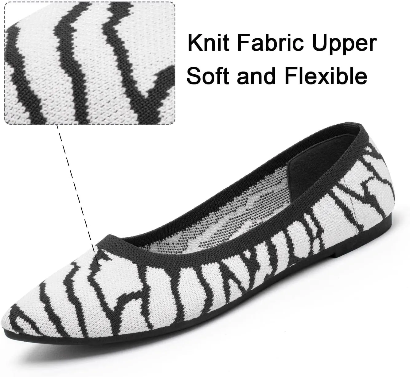 katliu Women's Flats Knit Comfort Pointed Toe Ballet Flats Shoes Casual Slip On Shoes