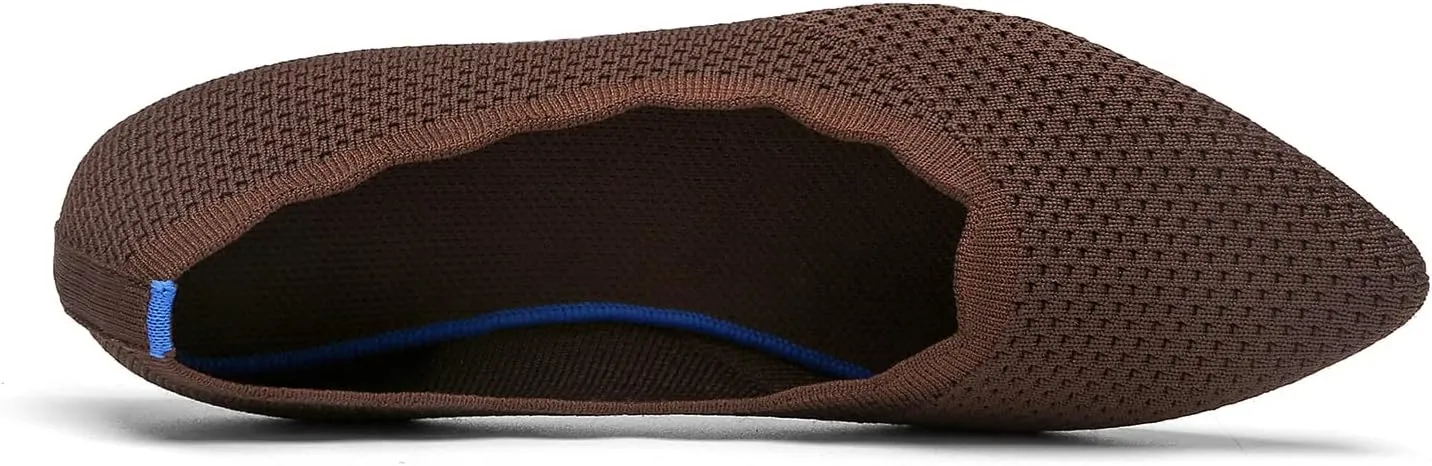 KBZone Women's Knit Ballet Flats Fashion Pointed Toe Walking Shoes Casual Slip-on Ballet Shoes