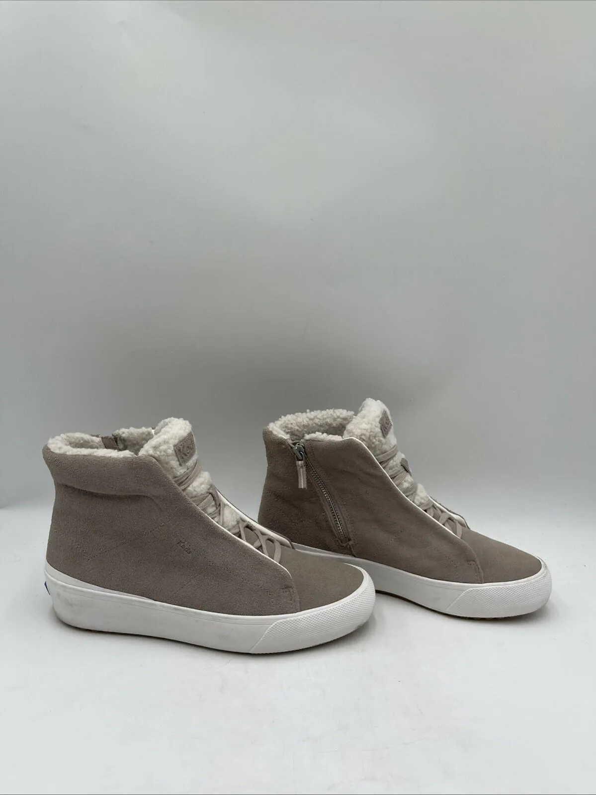 Keds Women's Remi Mid Zip Wedge Sneakers Beige Size 9