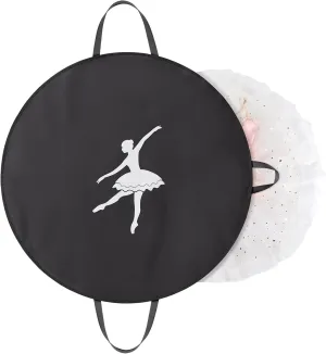 KEEGH Girls Tutu Garment Bag 35 Inch Ballet Tutu Bag, Foldable Dance Costume Garment Bag for Hanging Clothes, Pancake Dance Bag for Dancers with Handle Strap for Travel or Storage, Black