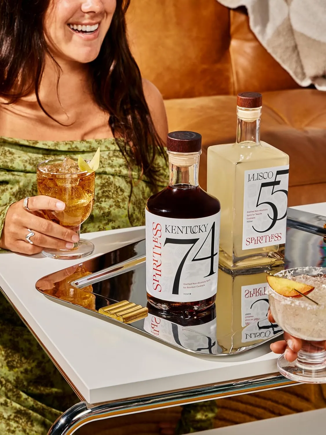 Kentucky 74 Non-Alcoholic Bourbon Whiskey, Award-Winning Alcohol-Free Spirit for Cocktails, 375ml Bottle
