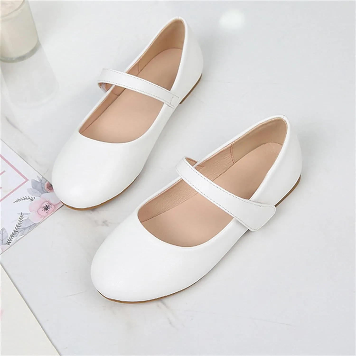 Kids Girl Black Mary Jane Shoes Ballet Dress Shoe Teen Wedding Casual Walking Slip-On Shoes