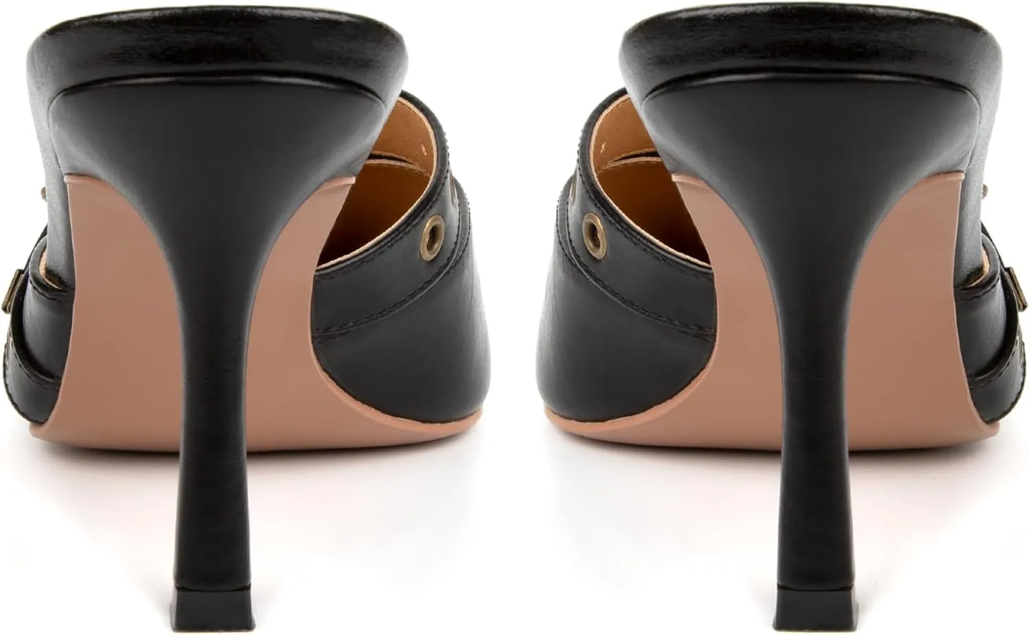 Kitten Heels for Women Closed Toe Heels Vintage Heeled Mules Sexy Pointy Studded Slip on Stiletto Dressy Pumps