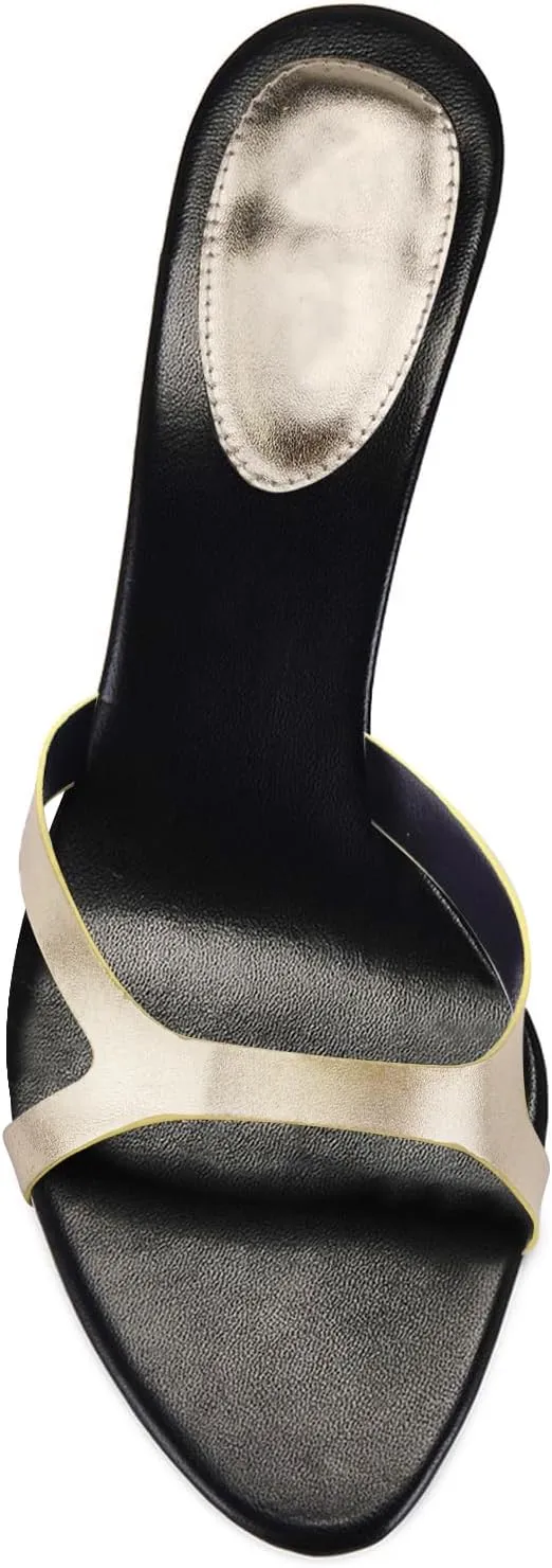 Kitten Heels for Women Single Strap Low Heel Open Toe Mule Shoes Non Slip Sandals